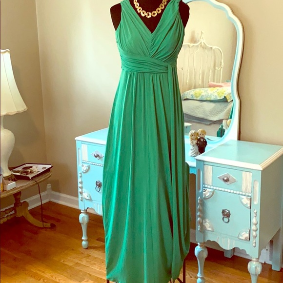 Beautiful Sangria Grecian Long Formal Maxi Dress - Size 8 - Kelly Green - Picture 1 of 9